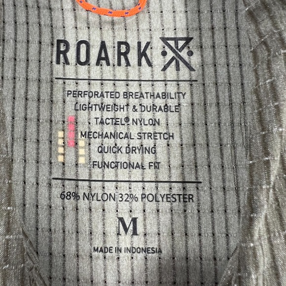 Roark Shirt Mens Medium Green Striped Geometric Short Sleeve Button Up Casual - Picture 2 of 12